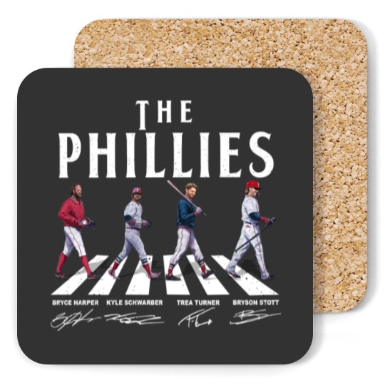 Discover SALE!!! Phillies Walking Abbey Road Signatures Baseball 2023 Signatures Coasters
