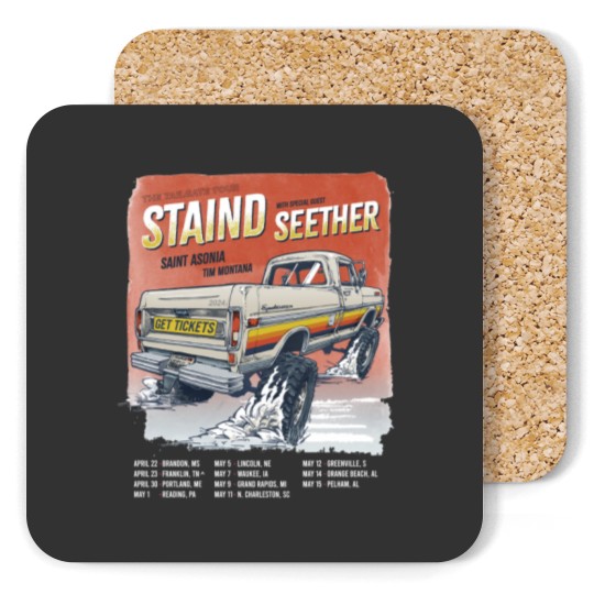 Discover Staind 2024 Tailgate Tour Coasters  Staind Band Fan Coasters  Tailgate 2024 Concert Sh