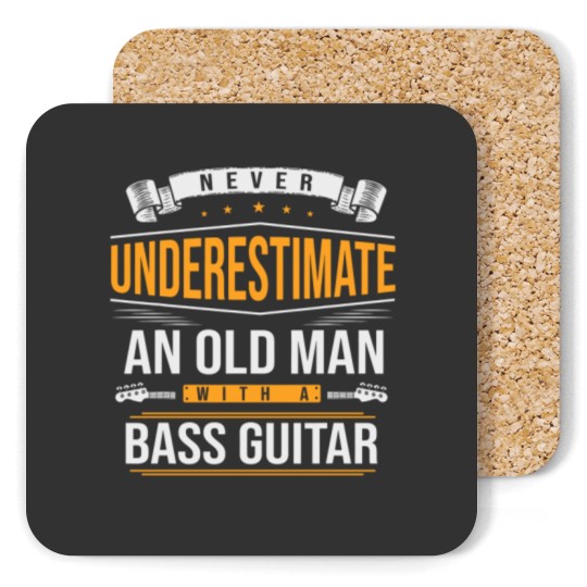 Discover Never Underestimate An Old Man With A Bass Guitar Coasters