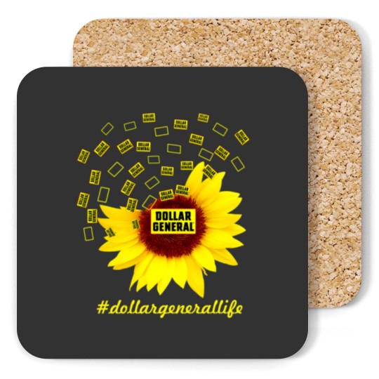 Discover Dollar General Life Sunflower Funny Classic Coasters