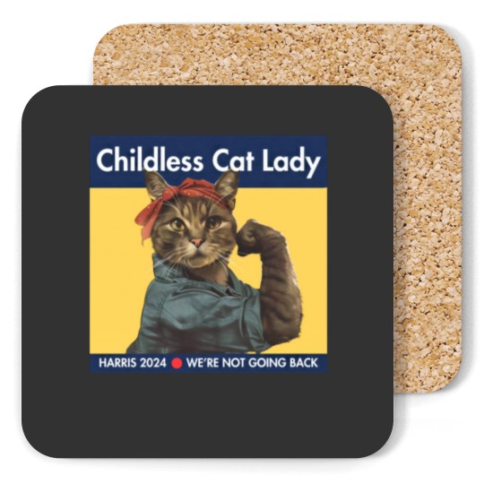 Discover Harris 2024 Coasters | Childless Cat Lady | Kamala Harris Coasters