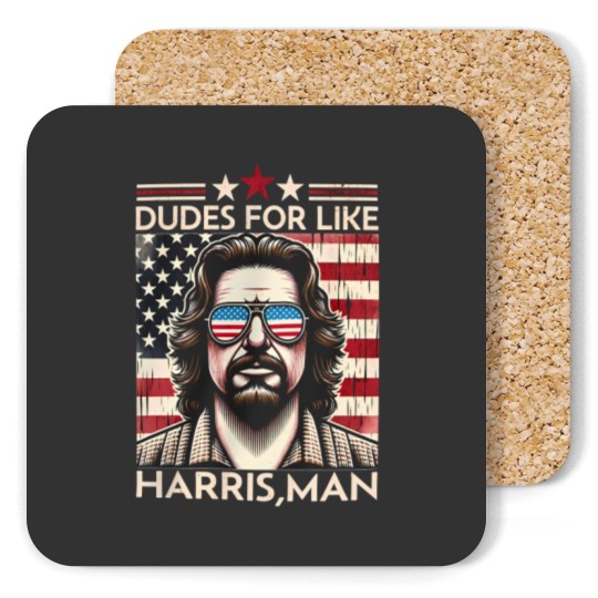 Discover Dudes for like Harris Man Coasters, White Dudes for Harris, White for Kamala Harris 2024 Coasters