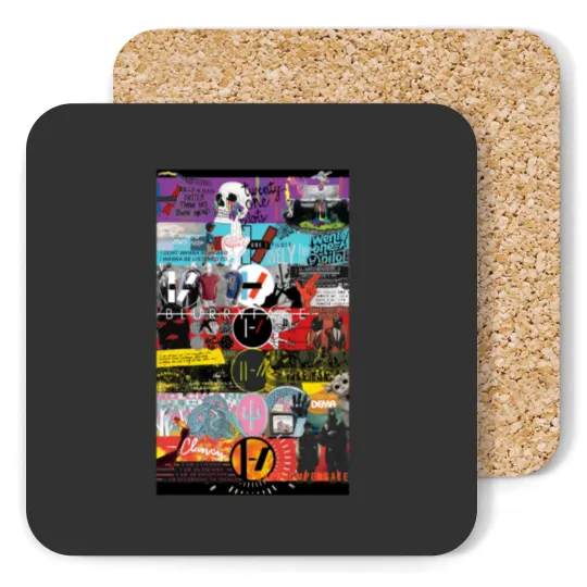 Discover Pilotss band Collage, Clancy 2024 World Tour, Concert Merch, Tyler Joseph, Josh Dun Coasters