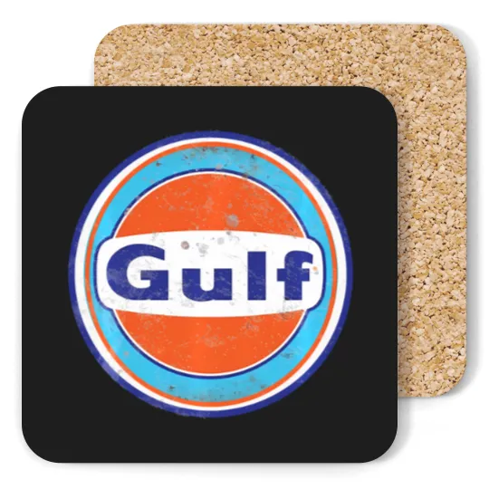Discover Retro Vintage Gas Station Gulf Motor Oil Car Bikes Garage Coasters