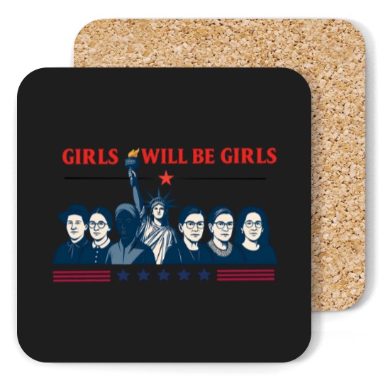 Discover Girls Will be Girls Comfort Colors Coasters, Patriotic Feminist 4th of July Coasters