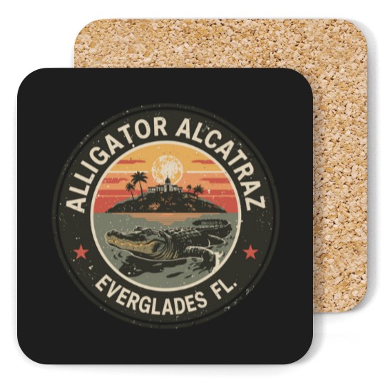Discover Alligator Alcatraz Coasters, Everglades Florida Parody Coasters, Funny Vintage