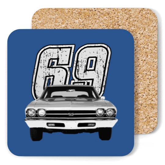 Discover 1969 Chevelle Front Grill View Silhouette Coasters