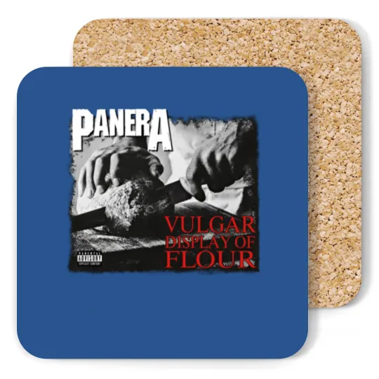 Discover PANERA Vulgar Display Of FLOUR Metal Band Parody Spoof Mayhem Skull Coasters