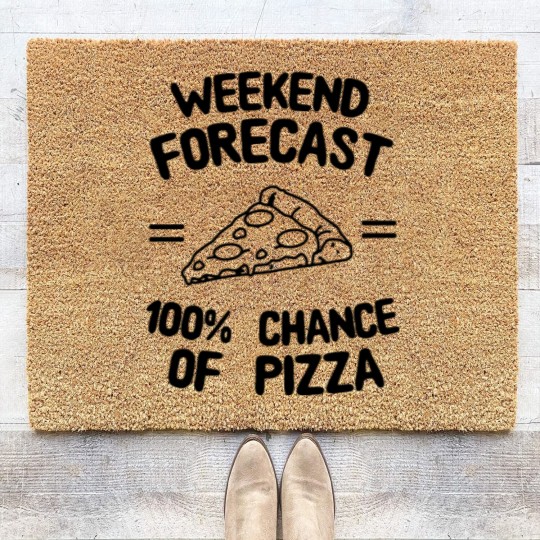 Discover Weekend Forecast 100% Chance of Pizza Coir Doormats