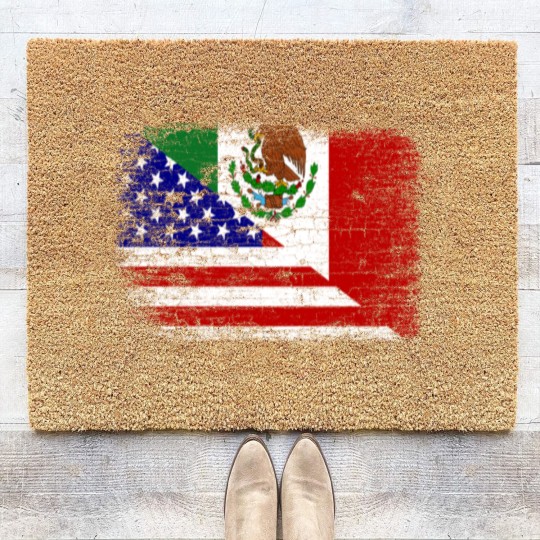 Discover Vintage Mexican American Flag Coir Doormats
