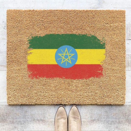 Discover Distressed Ethiopia Flag Design Coir Doormats