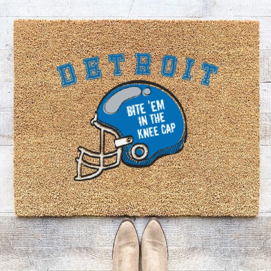 Discover Detroit Michigan Michigander Sunday Lion Kneecap Bite Fans Coir Doormats