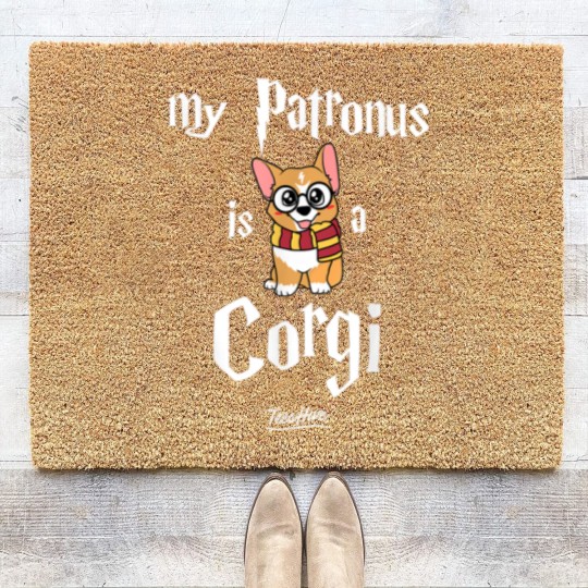 Discover My Patronus Is A Corgi Funny Corgi Novelty Cute C Coir Doormats