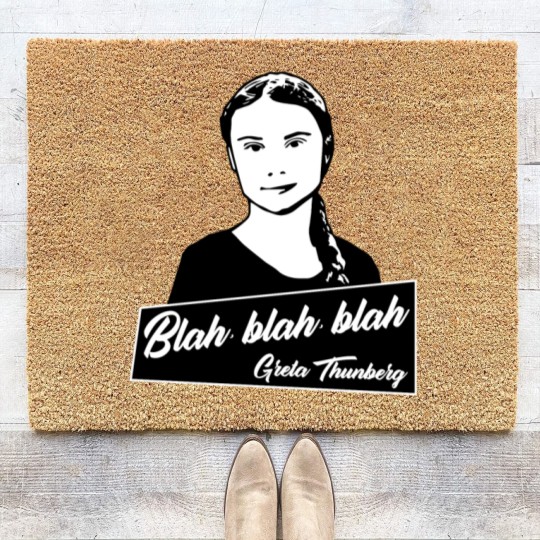 Discover Blah, blah, blah Greta Thunberg Coir Doormats