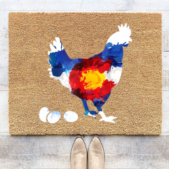 Discover Colorado Chickens Coir Doormats