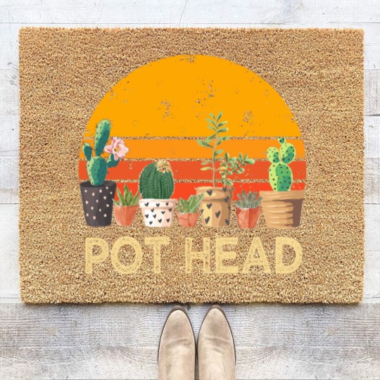 Discover Pot Head Stone Flowers Coir Doormats