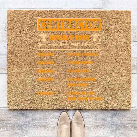 Discover Contractor Hourly Rate Price Chart Labor Funny Gift Handyman Coir Doormats