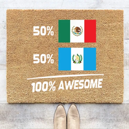 Discover Half Mexican Half Guatemalan Pride Mexico Guatemala Flag Coir Doormats