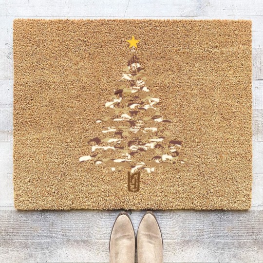 Discover Guns Christmas Tree -Camo Print Xmas  Coir Doormats