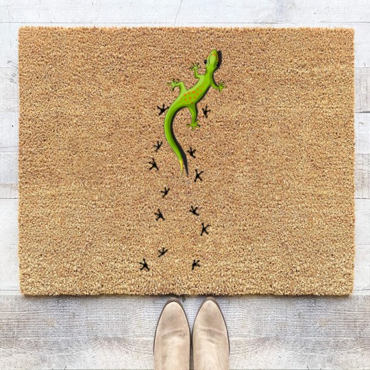 Discover Cute Lizard Reptile With Tracks Climbing Gecko Coir Doormats