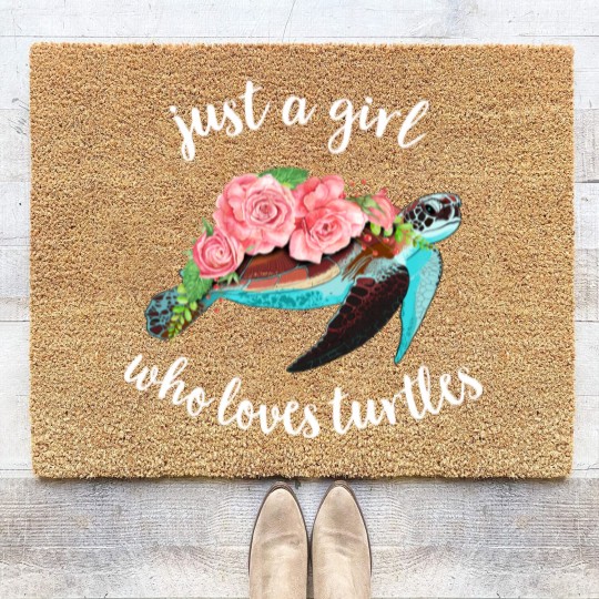Discover Watercolor Turtle Coir Doormats Just A Girl Who Loves Turtles Floral Sea Turtle