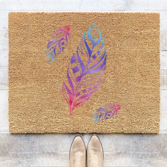 Discover Colorful Feathers Indian Heritage Native American Coir Doormats