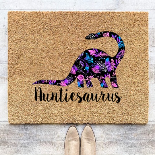 Discover Womens Auntiesaurus Coir Doormats Funny Kids Gift for Aunt Cute Graphic Dinosaur Top