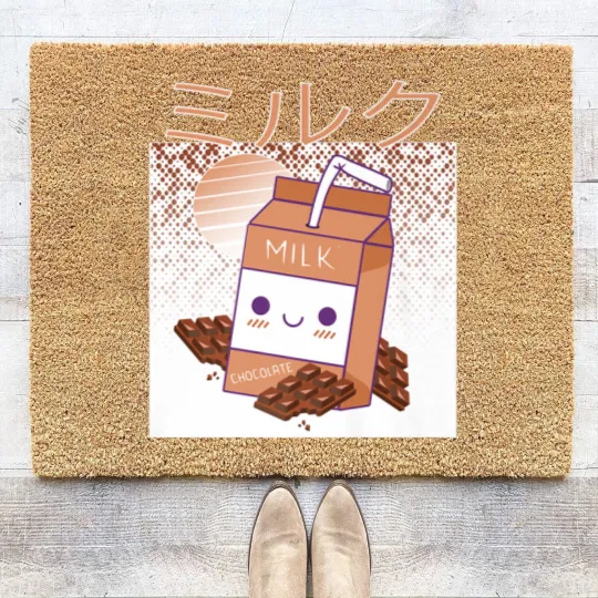 Discover Retro 90s Japanese Kawaii Chocolate Milk Shake Carton Coir Doormats
