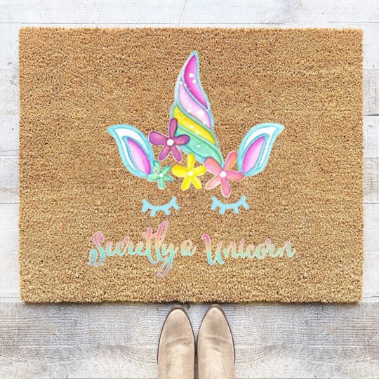 Discover Secretly a Unicorn Flowers and Horn Women's Plus Size Coir Doormats
