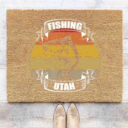 Discover Vintage Sunset Trees Fishing Utah Coir Doormats