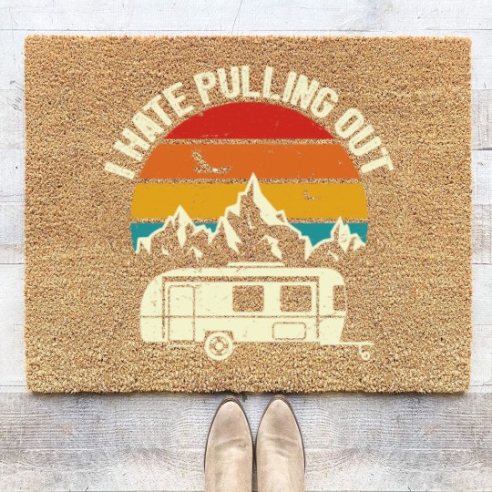 Discover Retro Vintage Mountains I Hate Pulling Out Funny Camping Coir Doormats