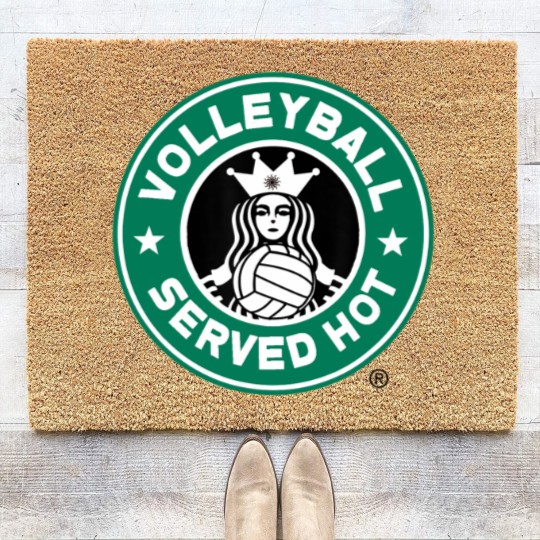 Discover Funny Volleyball Logo Design Coir Doormats