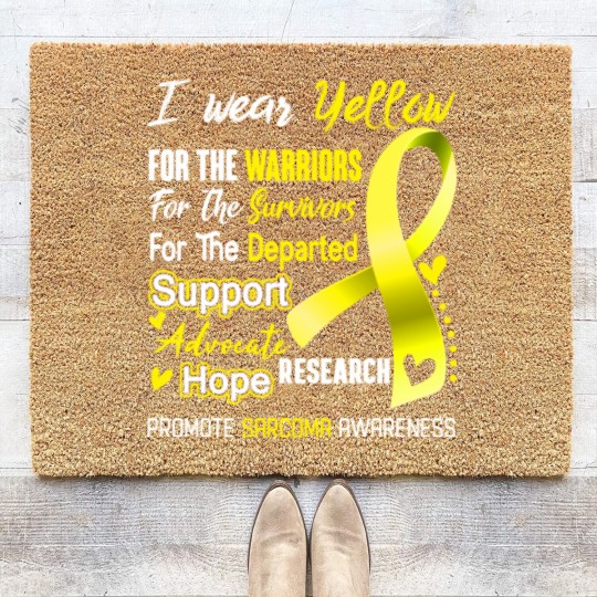 Discover I Wear Yellow For Sarcoma Awareness Support Sarcoma Warrior Gifts - Sarcoma Awareness - Coir Doormats