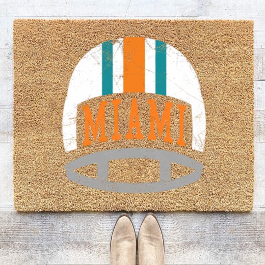 Discover Miami Retro Helmet - Aqua - Dolphins - Coir Doormats