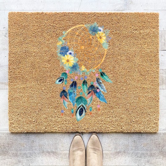 Discover Hippie Dream Catcher Boho Dreamcatche Coir Doormats