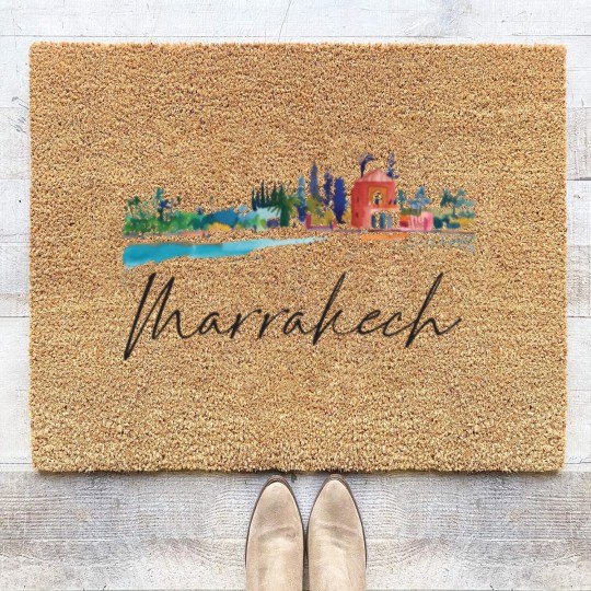 Discover 70s distressed Marrakech Morocco single Art Coir Doormats
