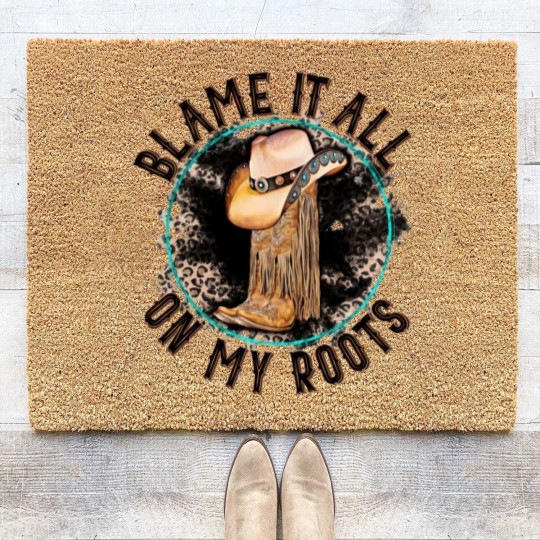 Discover Blame It All on My Roots Country Music Inspired Coir Doormats