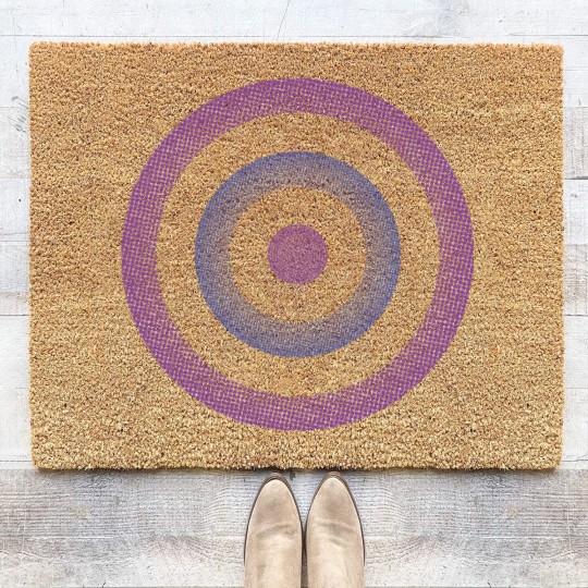 Discover Hawkeye Bullseye Target Logo Symbol Coir Doormats