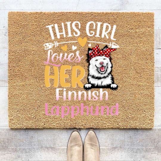 Discover This Girl Love Her Finnish Lapphund Dog - Dog Lover For Women - Coir Doormats