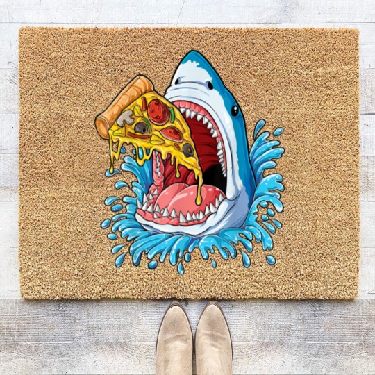 Discover Pizza Eating Shark Coir Doormats Kids Boys Food Lovers Jawsome Coir Doormats Coir Doormats