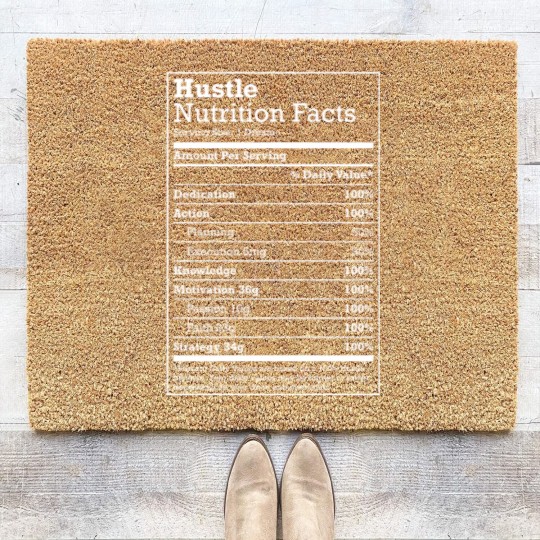 Discover Hustle meme Coir Doormats Hustle Nutrition Facts