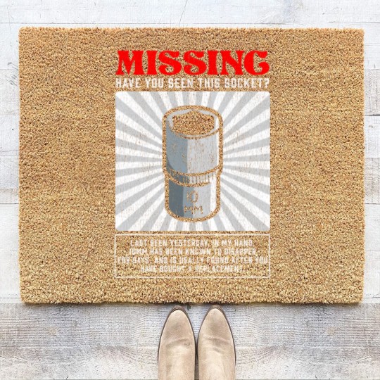 Discover Funny Mechanic 10mm Socket Missing Workshop Tool Coir Doormats