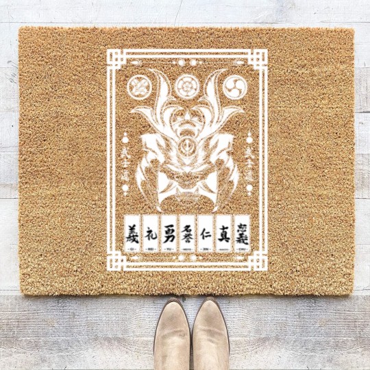 Discover Japanese Anime Kitsune Mask Samurai Oni Kanji Coir Doormats