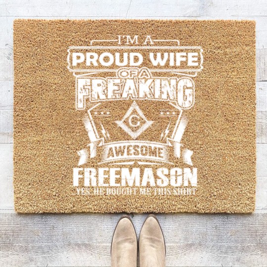 Discover Freemason - PRoud Wife Of A Freemason Coir Doormats