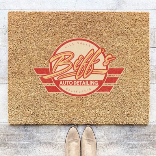 Discover Biff's Auto Detailing in Distressed Red - Back To The Future - Coir Doormats
