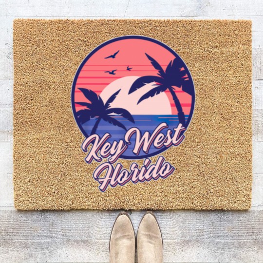 Discover Key West Florida Sunset Beach Summer Seawaves Coir Doormats