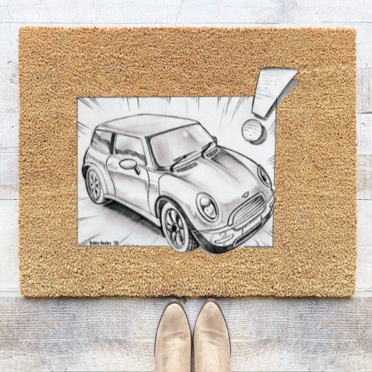 Discover Mini Cooper pencil sketch - Mini Cooper - Coir Doormats