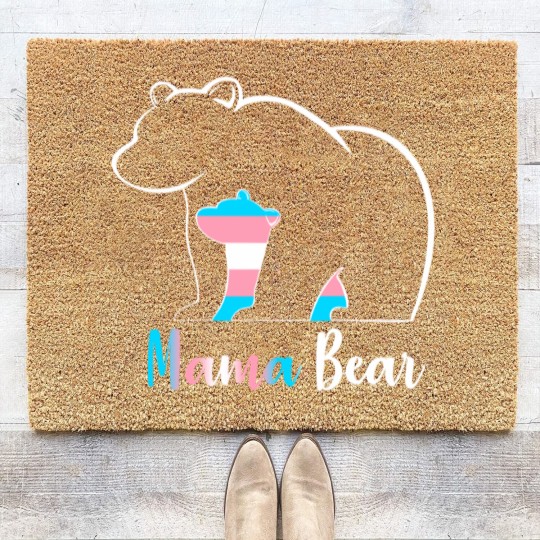 Discover LGBT Mama Bear Transgender Pride Equal Rights Rainbow Flag Coir Doormats