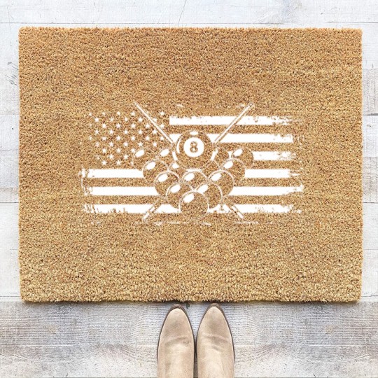 Discover Billiards Pool American Flag Coir Doormats