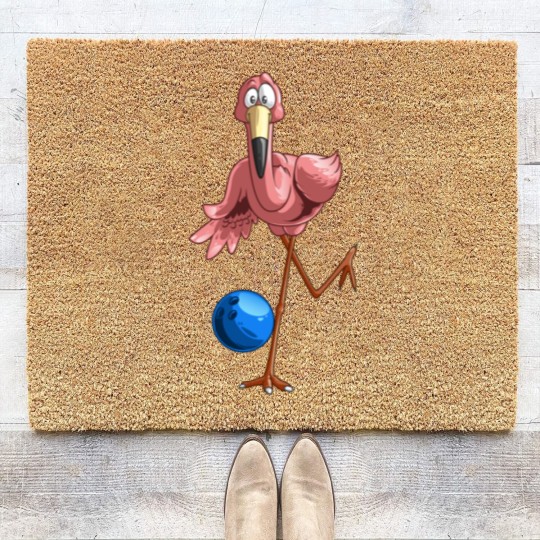 Discover Cool Bowling Flamingo | Funny Shorebirds Lover Player Gift Coir Doormats